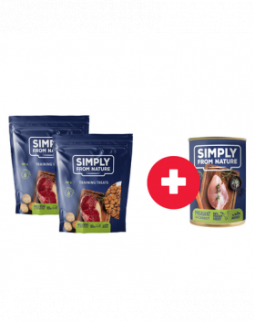 SIMPLY FROM NATURE Gustare caini, mistret 2 x 300g + conserva fazan si morcov GRATIS