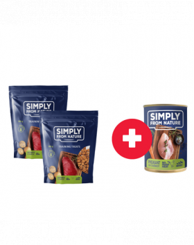 SIMPLY FROM NATURE Recompensa caine, vanilie si strut 2 x 300g + conserva fazan si morcov GRATIS