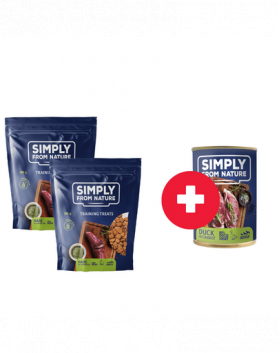 SIMPLY FROM NATURE Recompense antrenament, iepure si ceai verde 2 x 300g + conserva hrana caini GRATIS