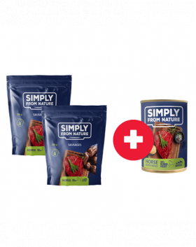 SIMPLY FROM NATURE Snack caini, cal si cartofi 2 x 200g + conserva hrana caini, cal si cartofi GRATIS