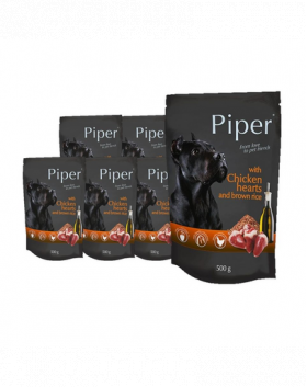 DOLINA NOTECI PIPER Mancare umeda pentru caini, cu inimi de pui si orez 10x500 g