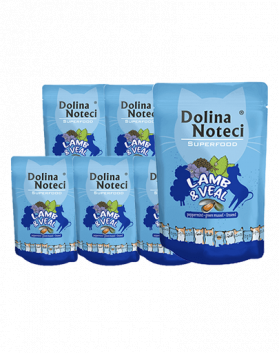 DOLINA NOTECI Superfood hrana umeda pentru pisici, cu miel si vitel 10x85g