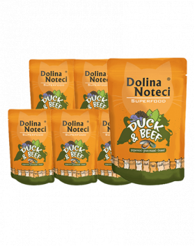 DOLINA NOTECI Superfood Plicuri hrana pisici, cu vita si rata 10x85 g