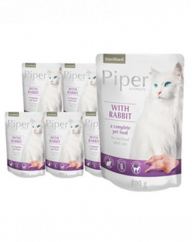 DOLINA NOTECI PIPER Animals Plicuri hrana pisici sterilizate, cu iepure 10x100 g