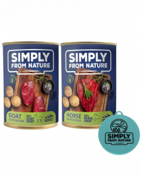 SIMPLY FROM NATURE Mix hrana caine, capra cu cartofi + cal cu cartofi 400 g x 12 buc + capac pentru conserve