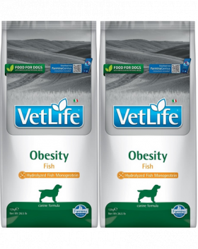 FARMINA Vet Life Obesity Fish 12 kg x 2 hrana dietetica pentru caini supraponderali, cu peste