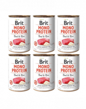 BRIT Mono Protein Beef &amp; Rice 6x400 g vita si orez, hrana caini monoproteina