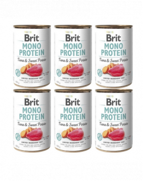 BRIT Mono Protein Tuna &amp; Sweet Potato 6x400 g hrana cu o singura proteina, ton si cartof dulce