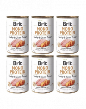 BRIT Mono Protein Turkey &amp; Sweet Potato 6x400 g hrana monoproteica pentru caini, curcan si cartof dulce