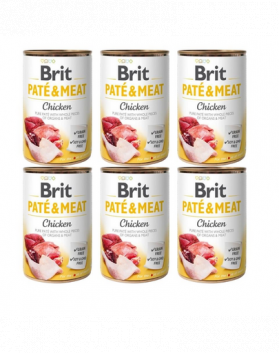 BRIT Pate&amp;Meat chicken 6x400 g pate cu pui, hrana caine