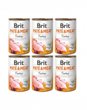 BRIT Pate&amp;Meat turkey 6x400 g pate curcan, hrana caine