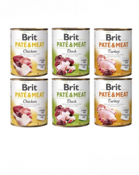 BRIT Pate&amp;Meat Mix arome de pasare 6x800 g pate caini