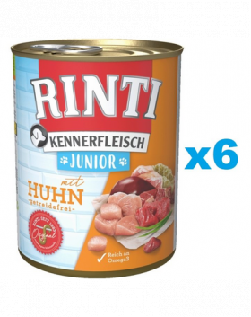 RINTI Kennerfleish Junior Chicken 6x800 g caine junior, cu pui