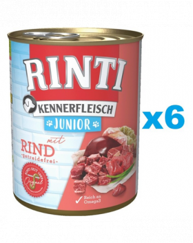 RINTI Kennerfleish Junior Beef 6x800 g cu vita, conserva hrana caine junior