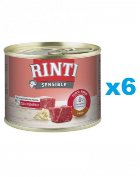 RINTI Sensible vita si orez 6x185 g caini cu alergii alimentare