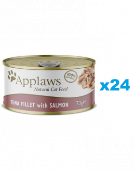 APPLAWS Cat Filet Set conserve pisica, cu ton si somon in sos 24x70 g