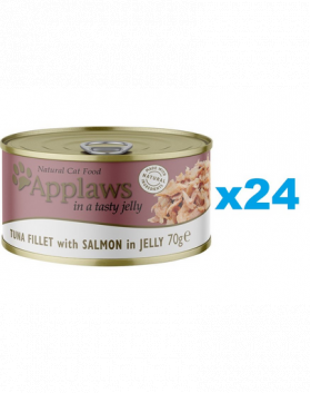 APPLAWS Cat Adult Tuna Fillet with Salmon in Jelly Mancare pentru pisici senioare, cu ton si somon in aspic 24x70g