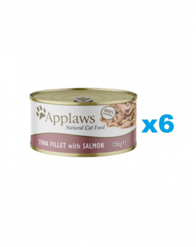 APPLAWS Cat Adult Tuna with Salmon in Broth Mancare umeda pisici, cu ton si somon in sos 6x156 g