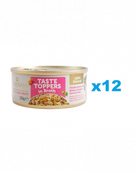 APPLAWS Taste Toppers Hrana pentru caini, cu piept de pui, somon, dovleac in sos 12x156 g