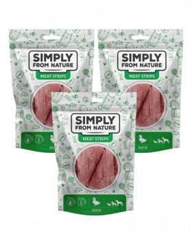 SIMPLY FROM NATURE Meat Strips Benzi carne rata pentru caine 3x80 g