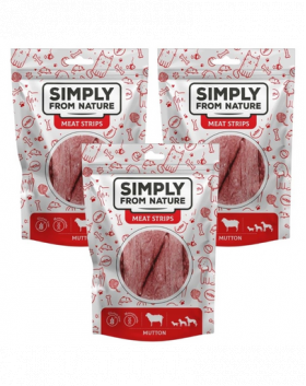 SIMPLY FROM NATURE Meat Strips fasii carne oaie pentru caini 3x80 g