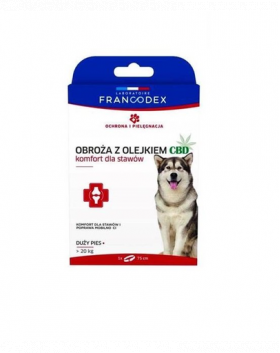 FRANCODEX Zgarda caini &gt;20 kg pentru limitare disconfort articular, cu ulei CBD 75 cm 1 buc.