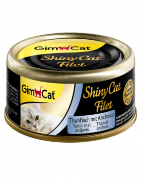 GIMCAT Shiny Cat Filet Tuna&amp;Anchovy 70g Hrana pisica, cu ton si ansoa in sos