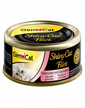 GIMCAT Shiny Cat Filet Chicken&amp;Shrimp 70g Mancare pisica, pui si creveti in sos