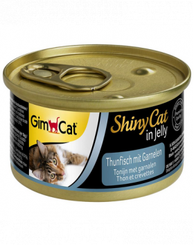 GIMCAT Shiny Cat Tuna&amp;Shrimp in Jelly 70g Conserva hrana pentru pisici, ton si creveti in aspic