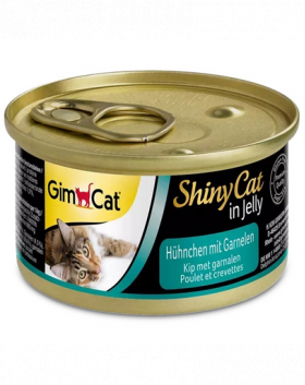 GIMCAT Shiny Cat Chicken&amp;Shrimp in Jelly 70g Mancare pisiic, cu pui si creveti in aspic