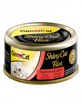 GIMCAT Shiny Cat Filet Tuna&amp;Salmon 70gConserva hrana pisici, cu ton si somon in sos