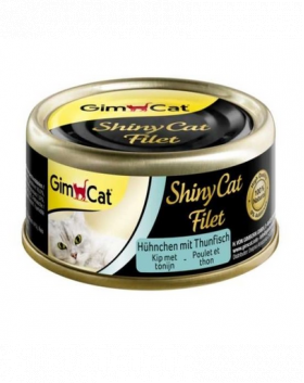 GIMCAT Shiny Cat Filet Chicken&amp;Tuna 70g Hrana umeda cu pui si ton in sos pentru pisici