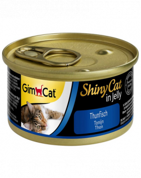 GIMCAT Shiny Cat Tuna in Jelly 6x70g mancare umeda cu ton in aspic pentru pisica