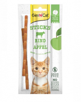 GIMCAT Sticks Beef&amp;Apple Recompense pisici adulte, cu vita si mar 3 buc.