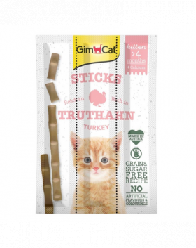 GIMCAT Sticks Kitten Turkey Gustare pentru pisoi, cu curcan 3 buc.