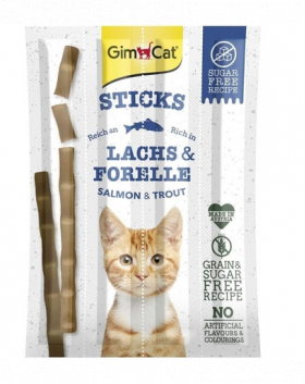 GIMCAT Sticks Salmon&amp;Trout 10 buc. Batoane pentru pisica, cu somon si pastrav