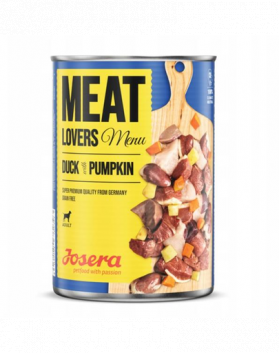 JOSERA Meatlovers menu Conserva hrana pentru caini, cu rata si dovleac 800g