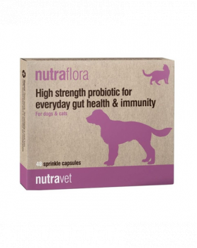 NUTRAVET Nutraflora 48 Capsule probiotice caini si pisici, sustinere intestinala si imunitara