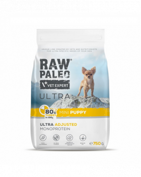 RAW PALEO Ultra Turkey Mini Puppy 750g hrana catei rasa mica, din curcan