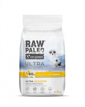 RAW PALEO Ultra Turkey Medium&amp;Large Puppy 2kg hrana catelusi de rasa medie si mare, din curcan