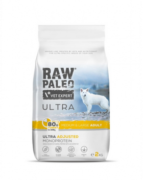 RAW PALEO Ultra Turkey Medium&amp;Large Adult 2kg pentru caini adulti rase medii si mari, din curcan