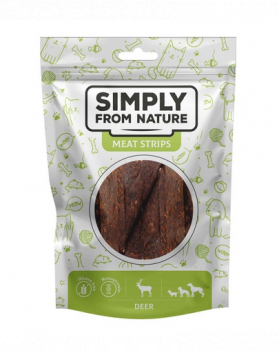 SIMPLY FROM NATURE Meat Strips Fasii de carne de caprioara pentru caini 80 g