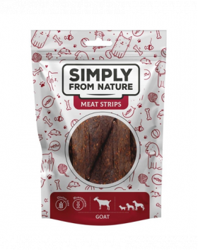 SIMPLY FROM NATURE Meat Strips Recompense pentru caine, cu carne de capra 80 g