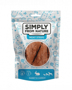 SIMPLY FROM NATURE Meat Strips Recompensa caine din carne iepure si morcovi 80 g