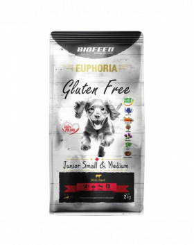 BIOFEED EUPHORIA Gluten Free Mancare fara gluten pentru catei de talie mica si medie, cu vita 2 kg