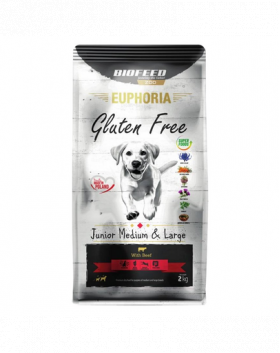 BIOFEED EUPHORIA Gluten Free Hrana uscata catei talie medie si mare, fara gluten, cu vita 2 kg