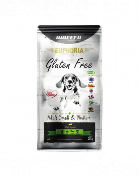 BIOFEED EUPHORIA Gluten Free Sac mancare fara gluten, caini talie mica si medie, cu miel 12 kg