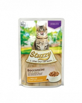 STUZZY Bocconcini Sterilized Chunks with Chicken 85g hrana pisica dupa sterilizare, pui in sos