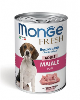 MONGE Fresh Hrana umeda pentru caini, cu bucati intregi de porc, 400g