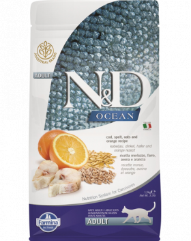 FARMINA N&amp;D Ocean Cat Adult Hrana uscata pisici, cu cod, spelt, ovaz si portocale 1,5 kg